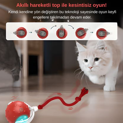 Solopet Akıllı İnteraktif Kedi Köpek Oyun Topu - Otomatik Hareketli ve LED Işıklı